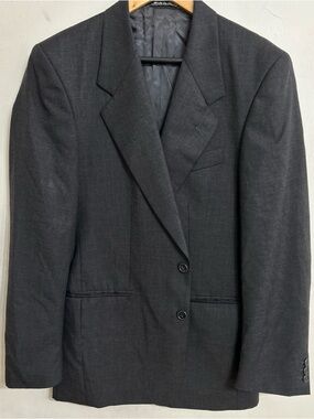 Classic Men's Charcoal Two-Button Sport Blazer Linea Uomo Virgin Wool 36